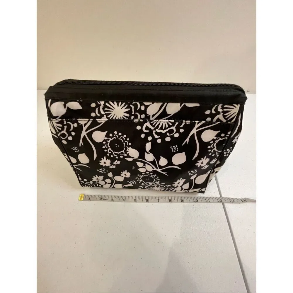 Thirty One black white make up bag zippered